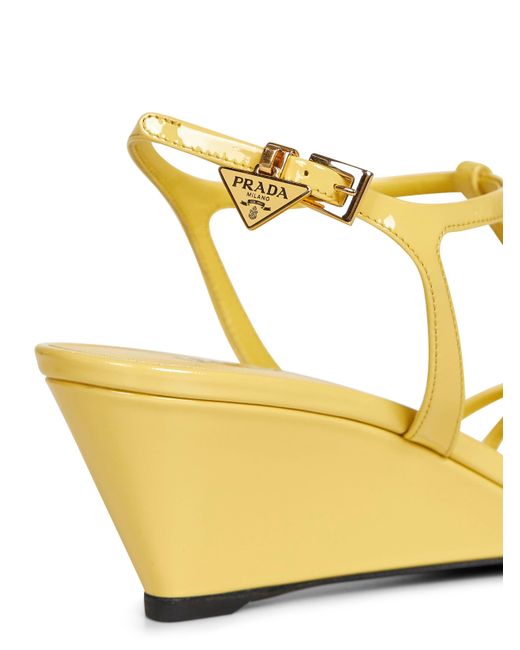 Prada Metallic Sandals Pineapple Patent Leather Calf
