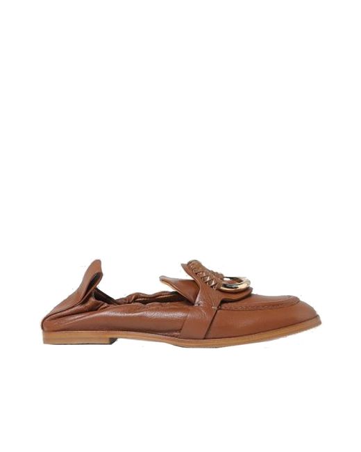 See By Chloé Brown Hana Leather Loafers