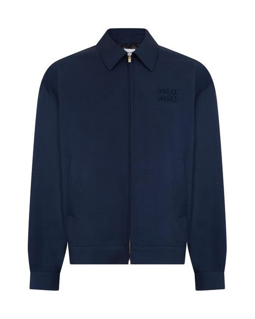 Miu Miu Blue Mohair Blend Jacket Virgin Wool