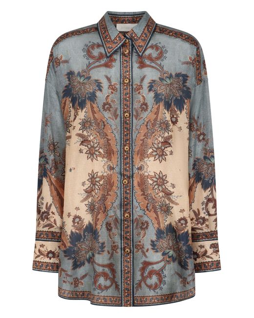 Zimmermann Multicolor Ascension Manstyle Silk Shirt