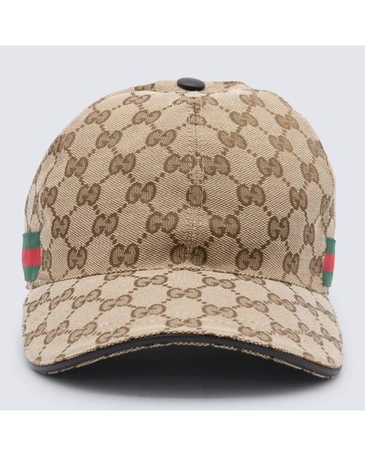 Gucci Natural And Gree Cotton Blend Baseball Cap for men