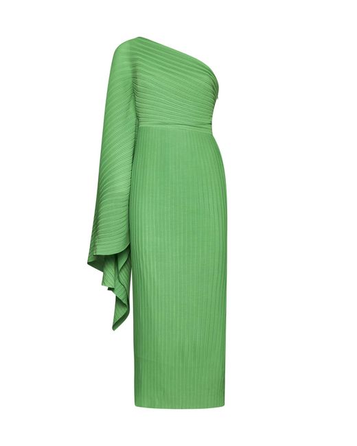 Solace London Green Lenna Pleated Crepe Midi Dress