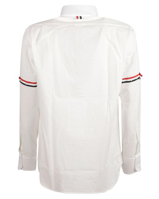Thom Browne White Straight Fit Round Collar Shirt for men