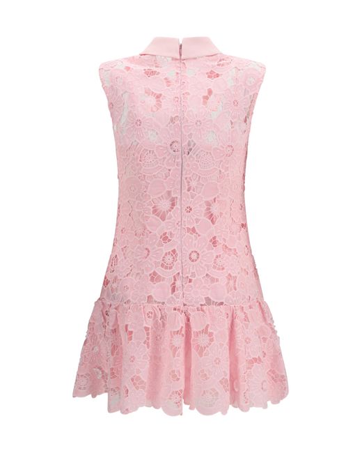Self-Portrait Pink Guipure Mini Dress Polyester