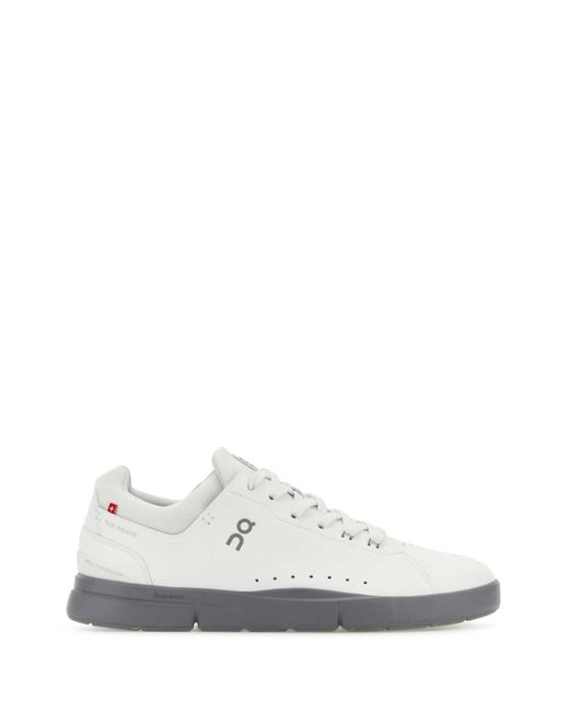 On Shoes White Synthetic Leather And Mesh The Roger Advantage Sneakers for men