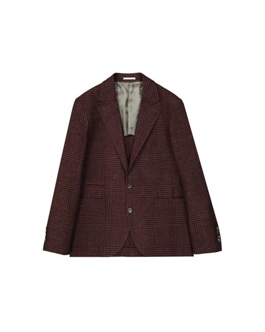 Brunello Cucinelli Brown Tartan Wool Jacket for men