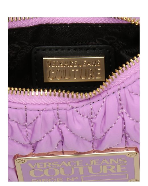 Versace Purple Logo Matelassé Shoulder Bag