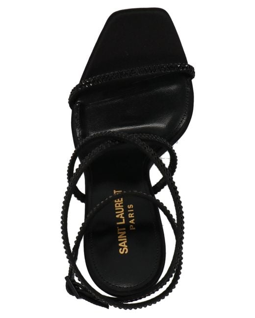Saint Laurent Black Opyum 110 Crystal-embellished Sandals