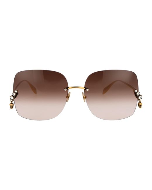 Alexander McQueen Brown Rectangle-frame Sunglasses