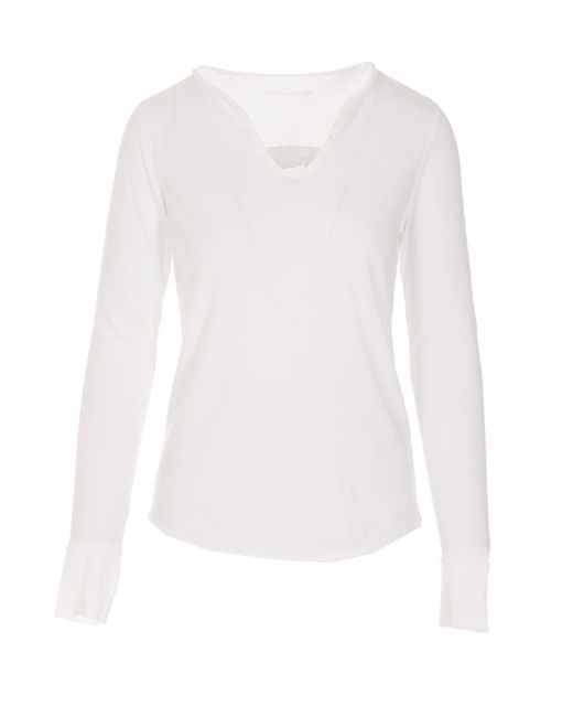 Zadig & Voltaire Cotton Tunisien Long Sleeves T-shirt in White | Lyst