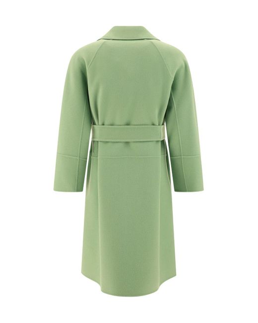 Max Mara The Cube Belted Long sleeved Coat in Green Lyst UK