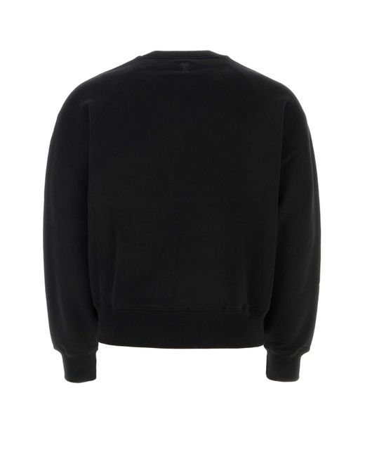 AMI Black Stretch Cotton Sweatshirt