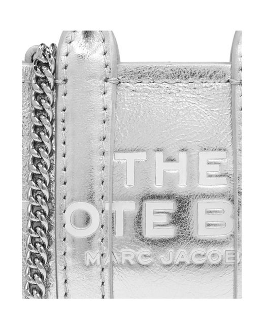 Marc Jacobs White The Metallic Nano Tote Charm Keychain