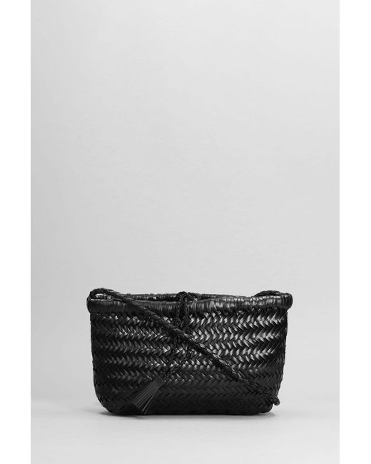 Dragon Diffusion Gray Minsu Shoulder Bag In Black Leather