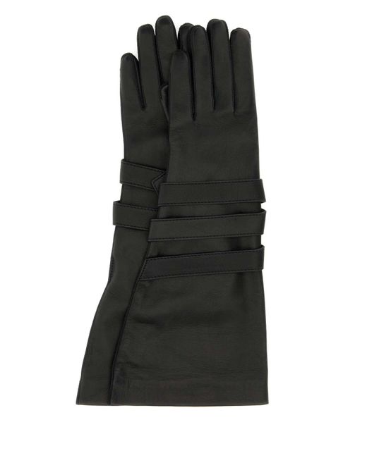 Saint Laurent Black Aviator Gloves With Straps A