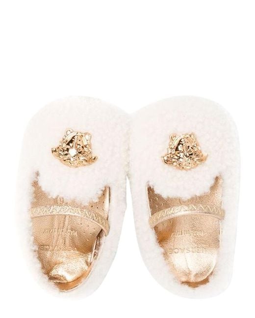Versace Natural Ballet Flats Medusa Shearling Aos