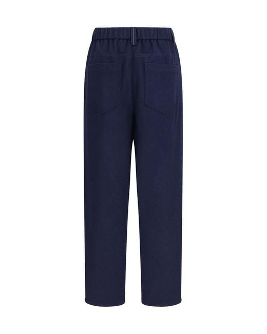 Brunello Cucinelli Blue Stretch Wool Pants Merino Ovis Aries