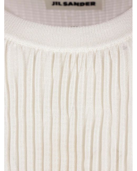 Jil Sander White Viscose Blend T-Shirt With Ruffled Sleeves T-Shirts & Jerseys