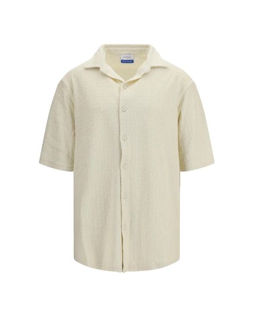 Off-White c/o Virgil Abloh White Bowling Shirt Terry Polyamide for men