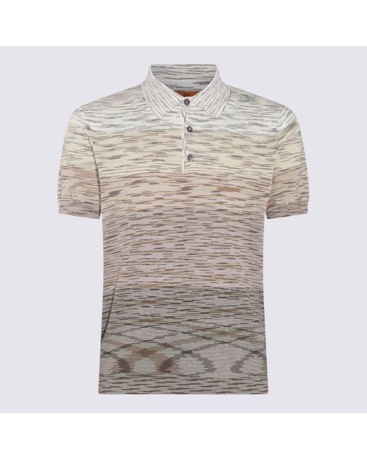 Missoni Natural Beige Multicolour Cotton Polo Shirt for men