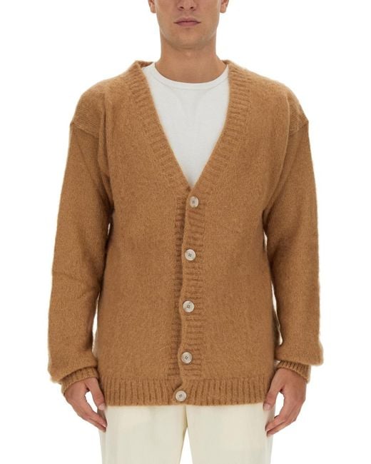 FAMILY FIRST White V-Neck Cardigan Mohair Jumpers for men