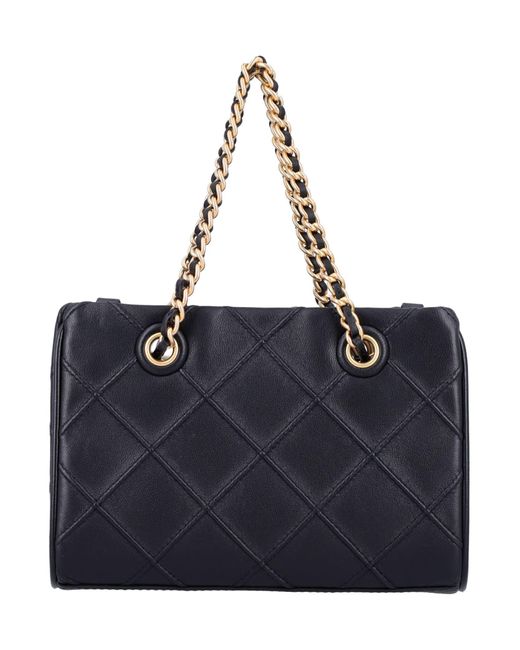 Tory Burch Quilted Leather Mini Chain Tote Bag in Black Lyst UK