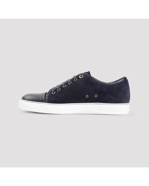 Lanvin Blue Suede And Nappa Captoe Low To Sneakers for men