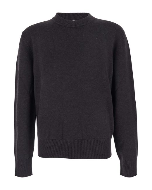 sunflower Blue Dark Crew Neck Sweater With Dropped Shoulder for men
