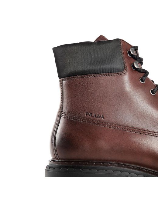 Prada Brown Leather Boots for men