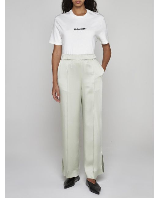 Jil Sander White Acetate And Viscose Trousers