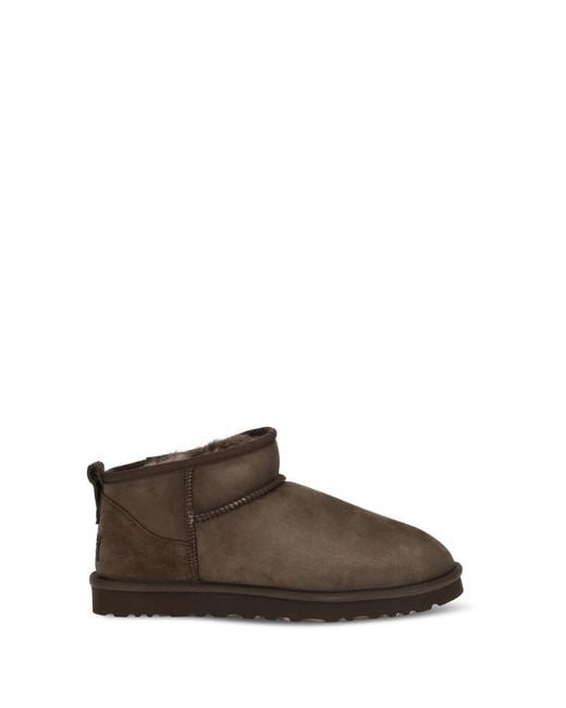 Ugg Brown Classic Ultra Mini Suede Boots Upper: Mutton; Sole: Rubber for men