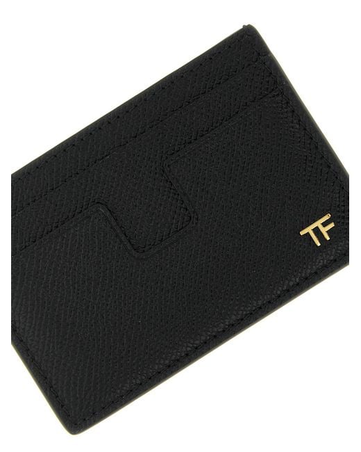 Tom Ford Black Small Grain Leather Cardholder for men