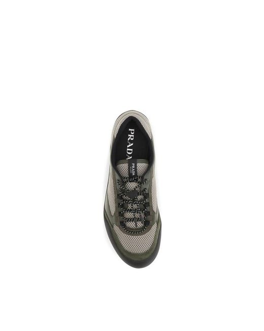 Prada Green Polyester Athletic Sneakers for men