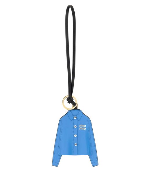 Miu Miu Blue Cerulean Leather Keyring