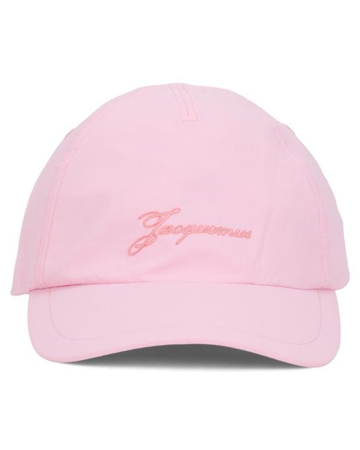 Jacquemus Pink Cap Embroidered Logo Polyester Hat