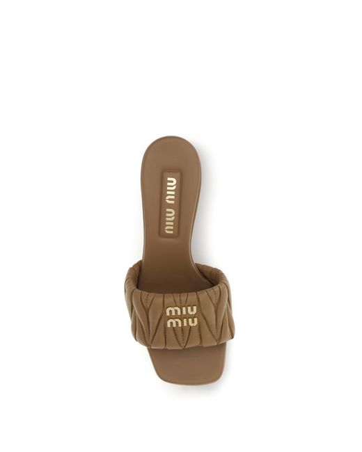 Miu Miu Multicolor Sandals Logo Plaque Lambskin Upper Lamb (Ovis Aries)