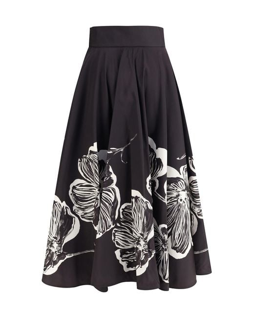 Sara Roka White Midi Skirt With Floral Print
