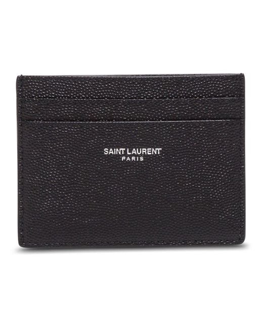 Saint Laurent Black Card Holder Leather Calfskin Accessory for men