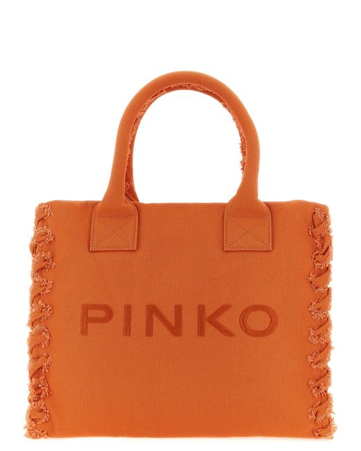 Pinko Orange Medium 'Beach' Shopping Bag
