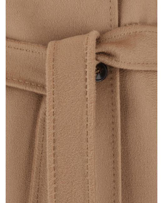 Max Mara Natural Coat Wool With Front Belt