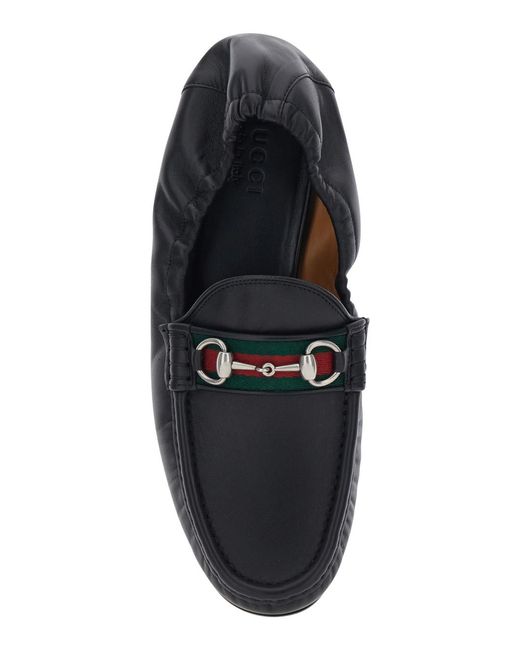 Gucci White Loafers Horsebit Leather Lamb for men