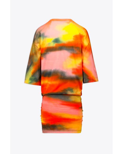 Laneus Orange Tie Dye Jersey Mini Dress Multicolour Tie-Dye Cotton Mini Dress