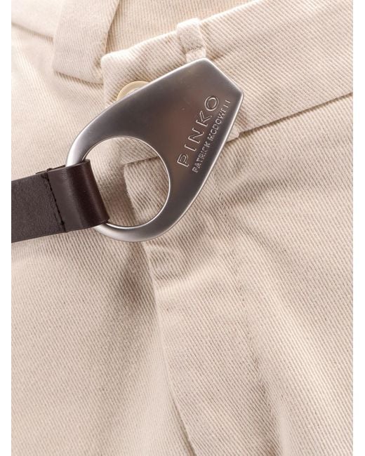Pinko White Reimagine By X Patrick Mcdowell Cotton Trousers With Crossover And Belt