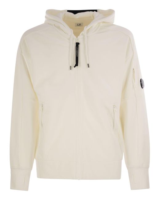 Company Men's White Sweatshirt With Zip, Hood And Lens