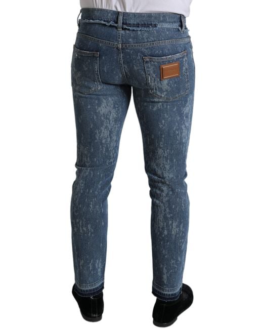 Dolce & Gabbana Blue Washed Skinny Cotton Stretch Denim Jeans for men