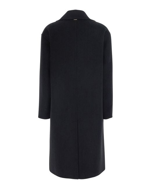 Twinset Black Coat With Notched Collar Polyester