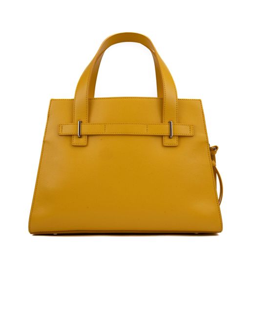 Orciani Yellow Posh Medium Leather Handbag