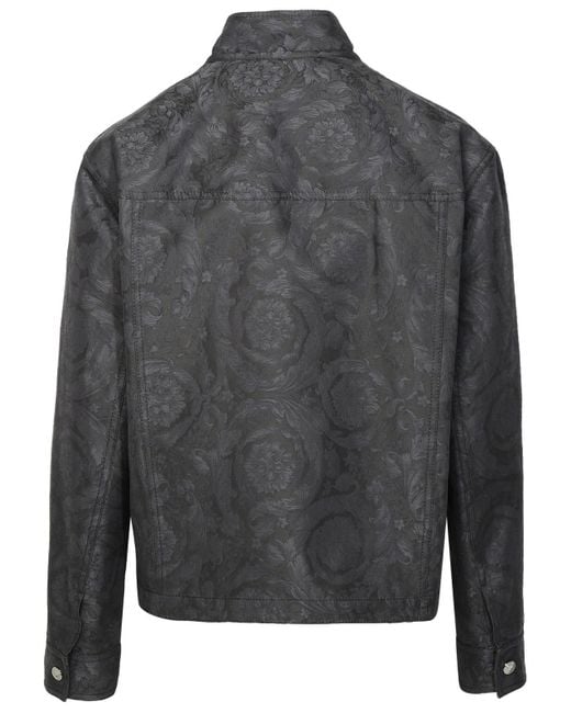 Versace Gray 'baroque' Anthracite Cotton Jacket for men