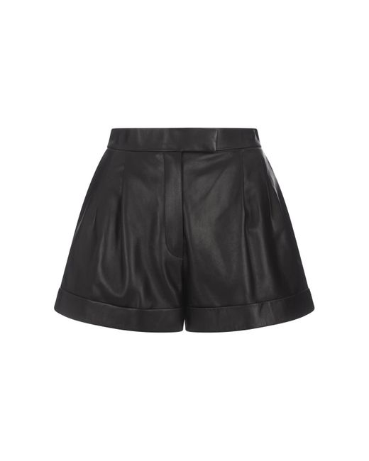 Alexander McQueen Black High-Waist Leather Shorts