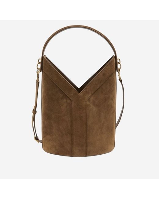 Saint Laurent Green Y Bucket Bag Suede Shoulder